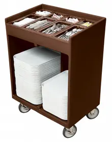 Cambro - Dark Brown Tray and Silverware Cart with Protective Vinyl Cover - TC1418131