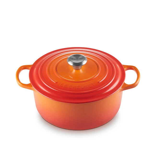 Le Creuset - 5.3 L (5.5 QT) Flame Enamel Cast Iron Round Dutch Oven