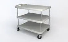 Metro - 28" x 40" myCart MY2636-35G Gray Utility Cart with Three Shelves and Chrome Posts - MY2636-35G