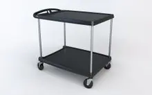 Metro - 28" x 40" myCart MY2636-25BL Black Utility Cart with Two Shelves and Chrome Posts - MY2636-25BL