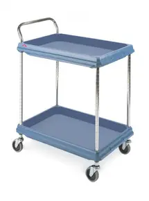 Metro - 32 3/4" x 21 1/2" Slate Blue Utility Cart with Two Deep Ledge Shelves and Microban Protection - BC2030-2DMB