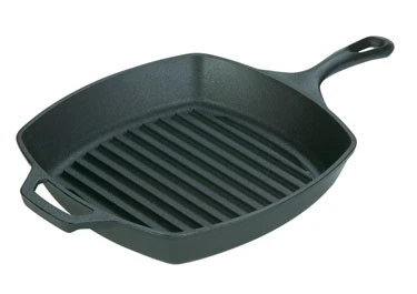 Lodge - 10.5" Pre-Seasoned Cast Iron Grill Pan