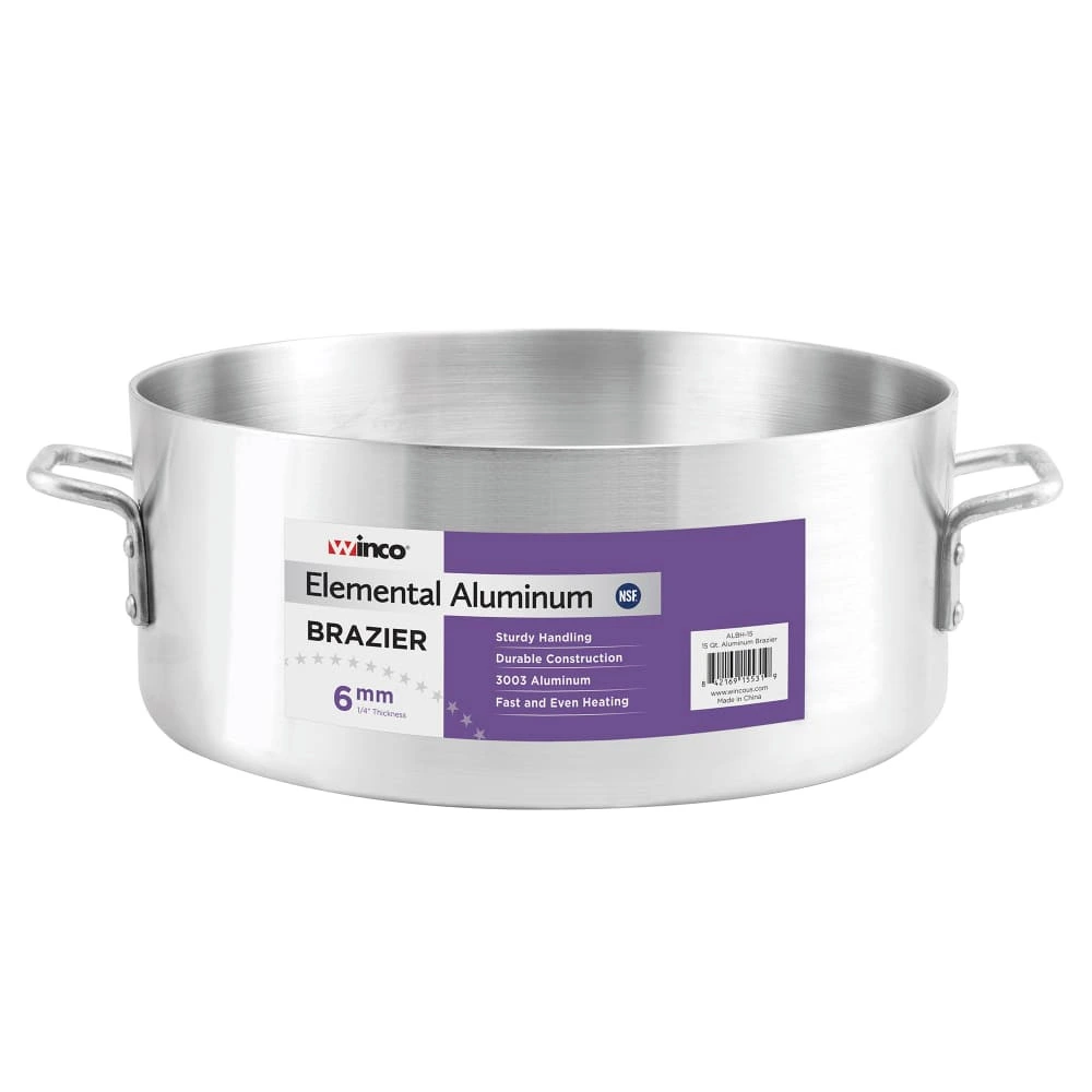 Winco - 18 qt Aluminum Braiser