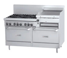 Garland - GF Series 60" Natural Gas Range w/ 1 Standard Oven, 1 Storage Base, 6 Open Burners, 24" Raised Griddle/Broiler & Electric Spark Ignition 115V - GFE60-6R24RS