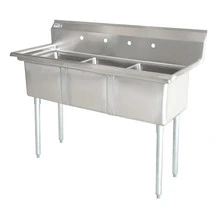 Omcan - 24" x 24" x 14" Three Tub Sink w/ 3.5" Center Drain - 43787