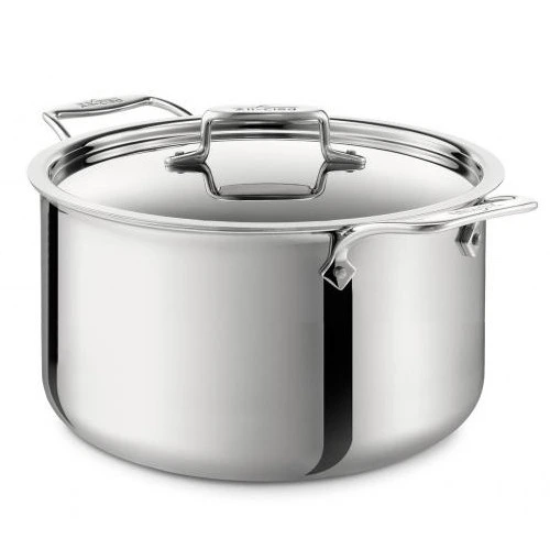 All-Clad - 8 QT D5 Polished Stainless Stockpot with Lid, 5-ply Bonded Cookware, Made in USA