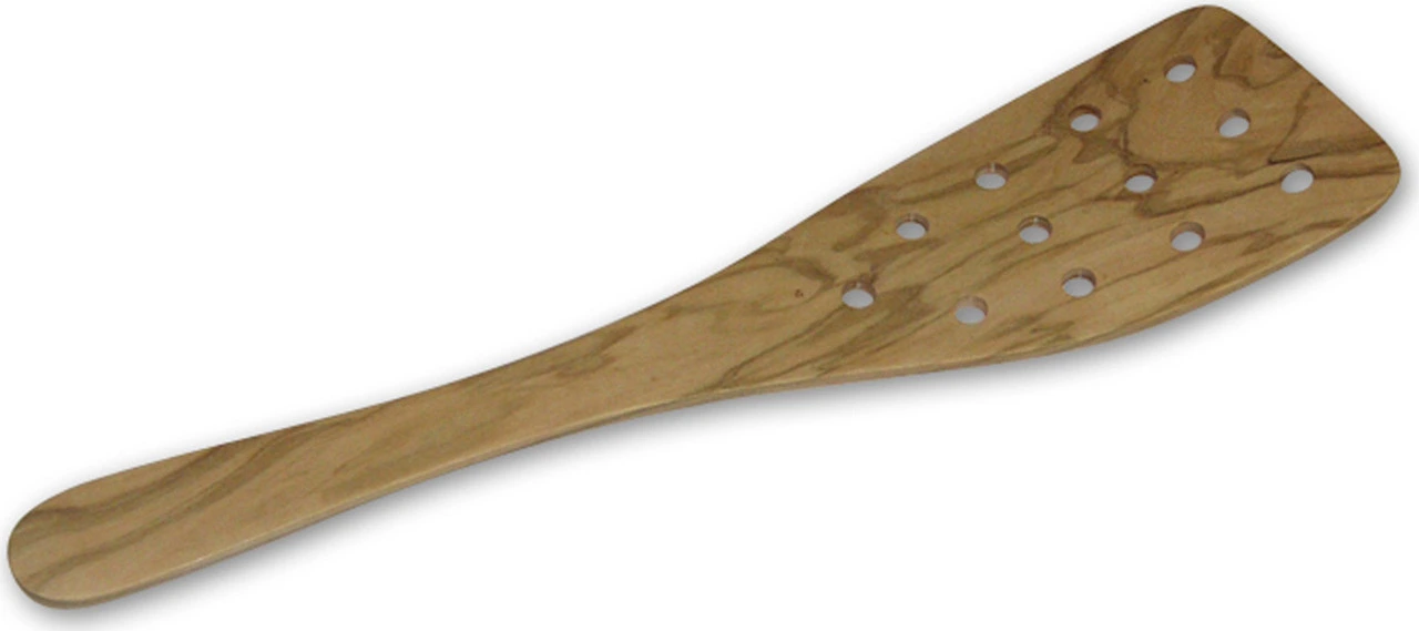 Bérard France - 12.5" Olivewood Curved Spatula With 12 Holes