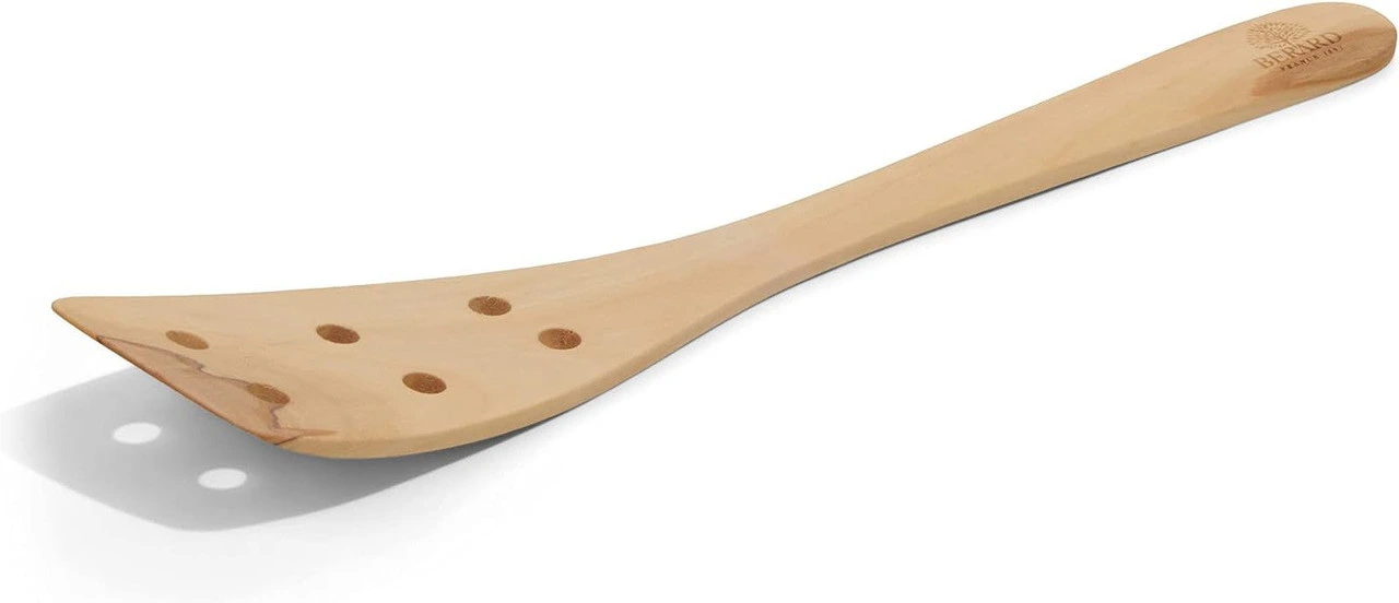 Bérard France - Contour 12" Olivewood Curved Spatula 6 Holes