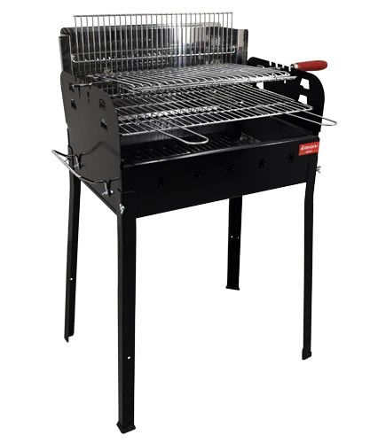 Omcan - Painted Steel Charcoal BBQ Grill w/ Stainless Steel Double Grid & Central Rod - 47314