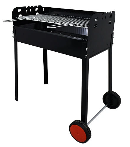 Omcan - Painted Steel Charcoal BBQ Grill w/ Double Braizer & 2 Wheels - 47313