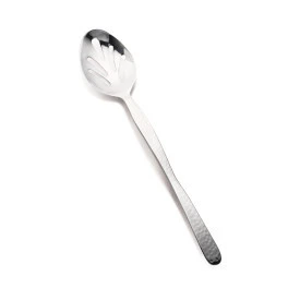 D.W. Haber - Hammered 13" Stainless Steel Slottled Serving Spoon (6 per Case) - DW398MSVSPP