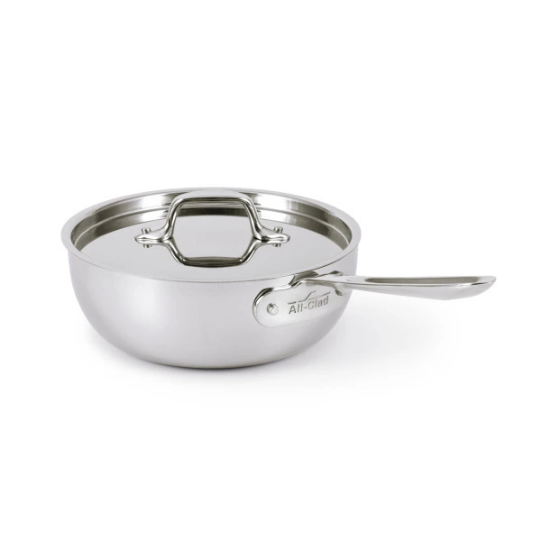 All-Clad - 2 QT D3 Stainless Steel Saucier Pan, 3-ply Bonded Cookware, Made in USA