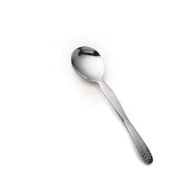 D.W. Haber - Hammered 10.5" Stainless Steel Serving Spoon (6 per Case) - DW3981MSVSP