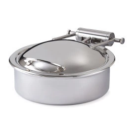 D.W. Haber - 8 Qt Stainless Steel Round Chafer w/ Hinged Lid - DW06WGHSS