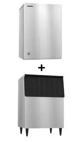 Hoshizaki - 1371 lb 30" Remote Cooled Crescent Cube Ice Machine With 500 lb Storage Bin - KM-1340MRJ+B-500SF