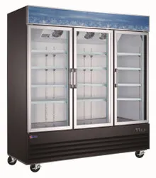 Omcan - 78" Black 3 Swing Glass Door Refrigerator - 51052