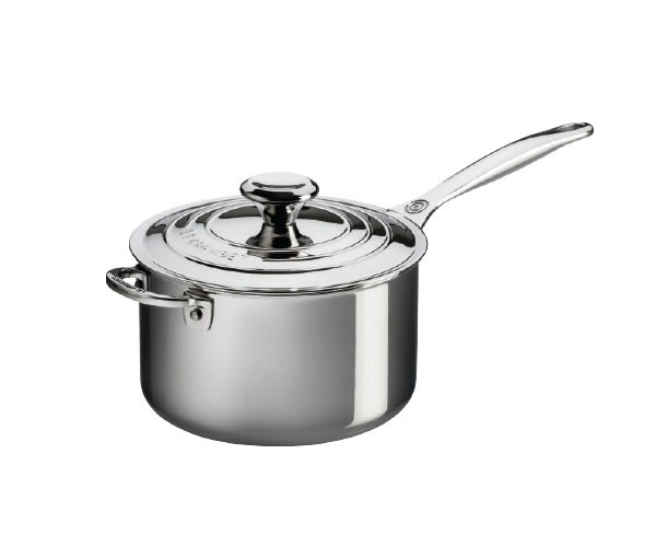 Le Creuset - 3.8 L (4 QT) Stainless Steel Saucepan with Lid