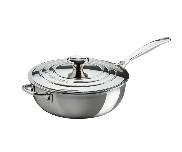 Le Creuset - 3.3 L (3.5 QT) Stainless Steel Saucier with Lid