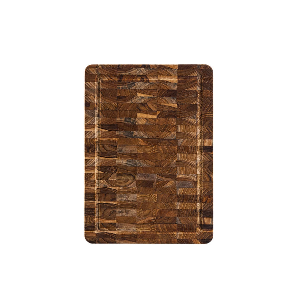 Pro Teak - 14" x 10" x 1" End Grain Cutting Board With Juice Canal