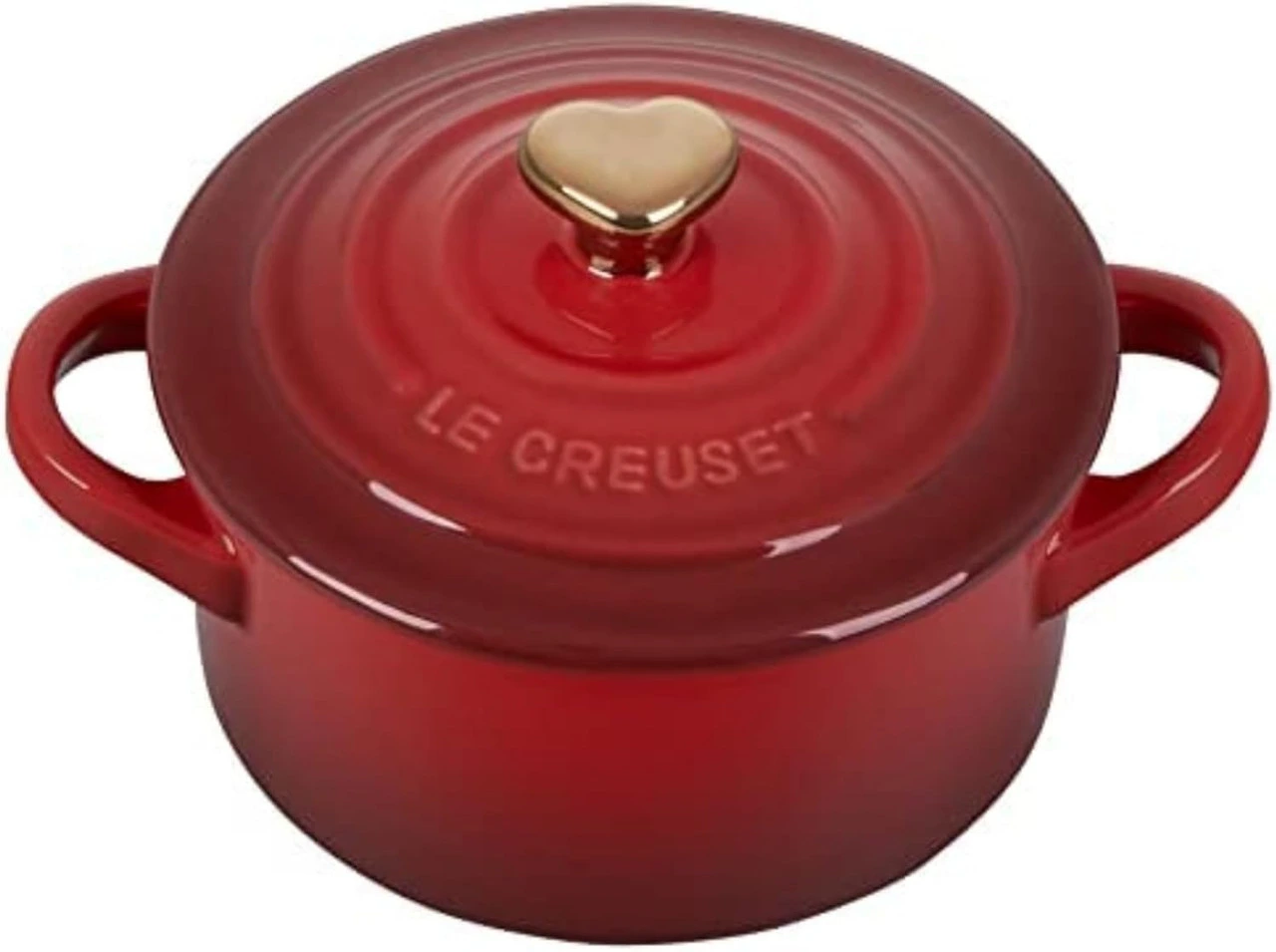 Le Creuset - .25L Cherry Mini Round Cocotte With Gold Heart Knob