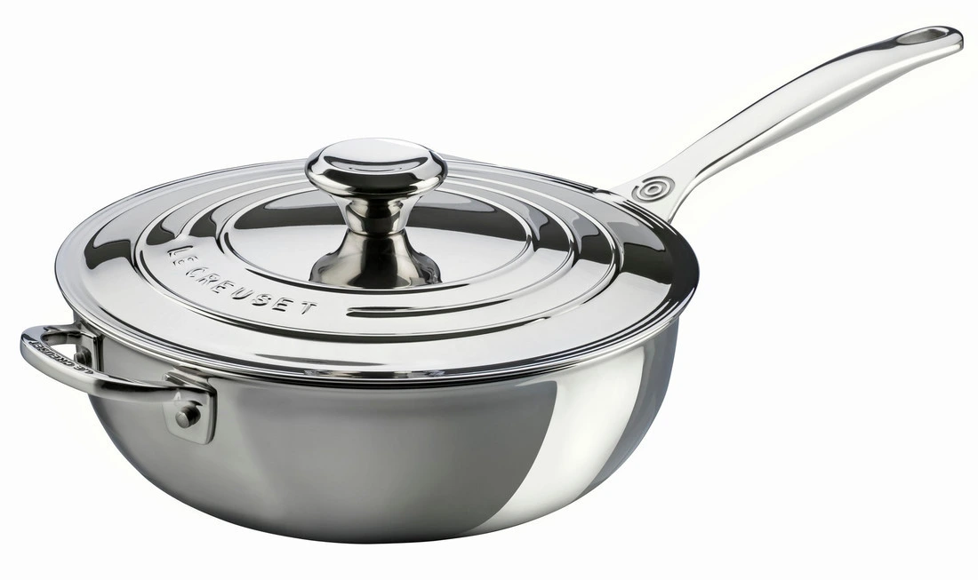 Le Creuset - 1.9 L (2 Qt) Stainless Steel Saucier - Chef's Pan With Lid