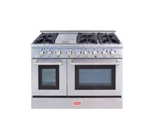Omcan - 48" Commercial Natural Gas Range w/ 30" & 18" Ovens - 48596