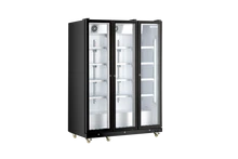 Omcan - 60" Black Refrigerator w/ 3 Swing Glass Doors - 48384