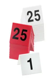 Cal Mil - 3" x 3" Red/Black #26-50 Double-Sided Table Number Tents - 2261