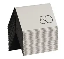 Cal Mil - 5" x 3" Silver/Black #26-50 Double-Sided Table Number Tents - 22625B10