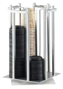 Cal Mil - 10" One By One Silver 4-Section Revolving Cup & Lid Organizer - 113374