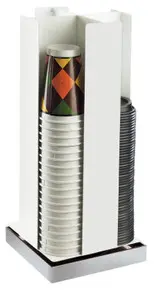 Cal Mil - 8.25" Luxe White 4-Section Revolving Cup & Lid Organizer - 300155