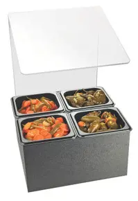 Cal Mil - 14" Classic 4-Compartment Salsa & Condiment Bar W/ Pans - 658