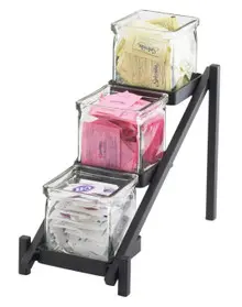 Cal Mil - 6.25" One by One Black Three Tier Display W/ Jars - 114913