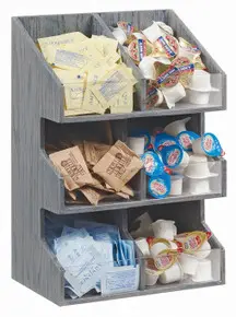 Cal Mil - 10.5" Ashwood 6 Section 3 Tier Condiment Organizer - 2054-83