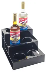 Cal Mil - 9.5" Black Acrylic 3 Tier / 6 Hole Bottle Organizer - 677