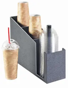 Cal Mil - 5" Classic Black 3-Section Cup & Lid Organizer - 724
