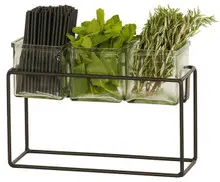 Cal Mil - 12.2" x 9" Milo Black Condiment Jar Display W/ 3 Glass Jars - 23747913