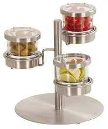 Cal Mil - 14" Mixology 3 Tier Chilled Condiment Jar Display W/ 3 Hinged Lid Glass Jars (16 oz) - 1855455HL