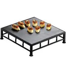 Cal Mil - 12" x 3" Iron Square Riser W/ Slate Bamboo Top - 1711365