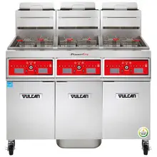 Vulcan - VK Series 210 lb PowerFry5 Liquid Propane Floor Fryer w/ Computer Controls, 3 Tanks & KleenScreen Filtration - 3VK65CF