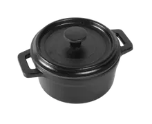 Elite Global Solutions - Illogical 6 oz Black Mini Pot w/ Dual 1/2"³ Handles & Lid (6 Per Case) - JWB53-B