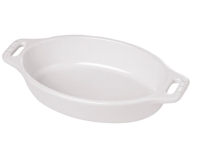 Staub - White 9" x 6" Ceramic Oval Baking Dish