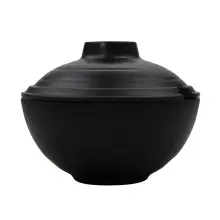 G.E.T - Nara 36 oz Black Round Bowl W/ Lid (12 Per Case) - B-480-BK