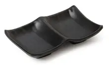 G.E.T - Nara 2.5 oz Black 2-Compartment Sauce Dish (24 Per Case) - SD-5525-BK