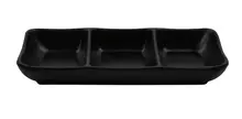 G.E.T - Nara 5.5 oz Black 3-Compartment Sauce/Appetizer Tray (24 Per Case) - SD-7600-BK