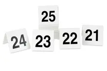 G.E.T - White/Black #1-25 Table Number Tents (3 Sets Per Case) - NUM-1-25
