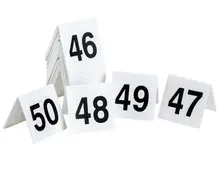 G.E.T - White/Black #26-50 Table Number Tents (3 Sets Per Case) - NUM-26-50