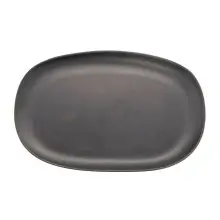 G.E.T - Riverstone 14" x 10" Dark Gray Oval Coupe Platter (12 Per Case) - CS-1410-DG