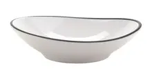 G.E.T - Settlement Bistro 10 oz White W/ Black Trim Shallow Bowl (24 Per Case) - B-100-W/BK