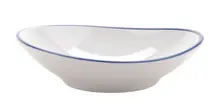 G.E.T - Settlement Bistro 10 oz White W/ Blue Trim Shallow Bowl (24 Per Case) - B-100-W/CB